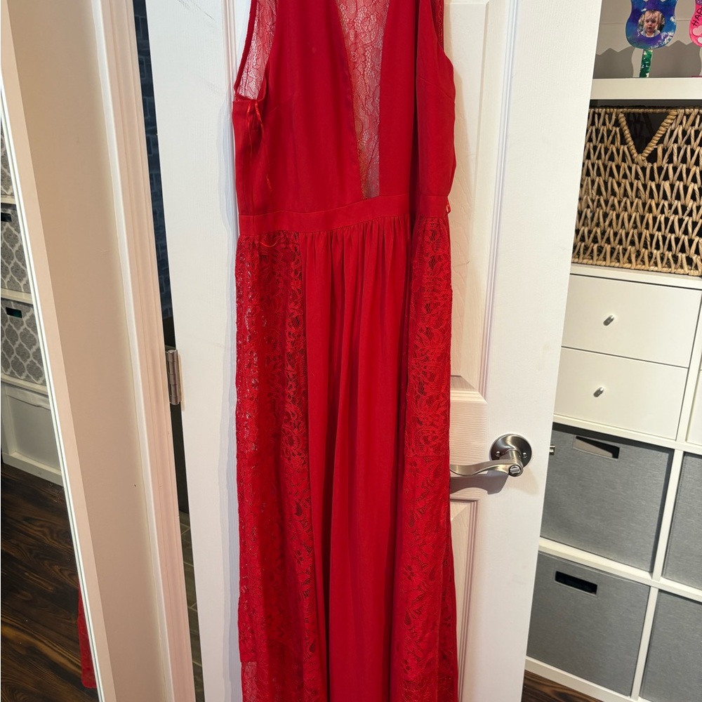 Express Red Lace Maxi Dress